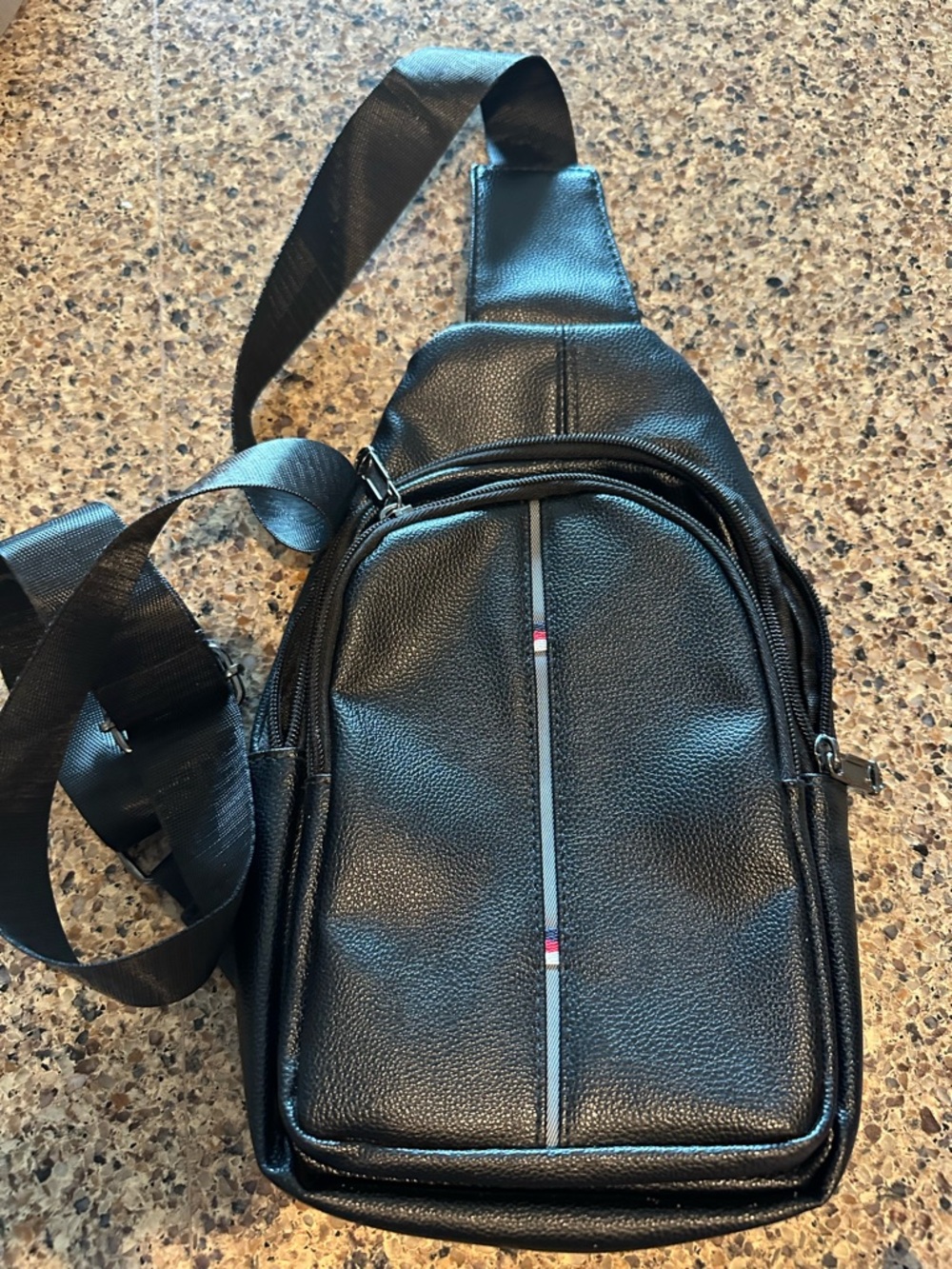 Black Leather Sling Crossbody Bag - LIKE NEW